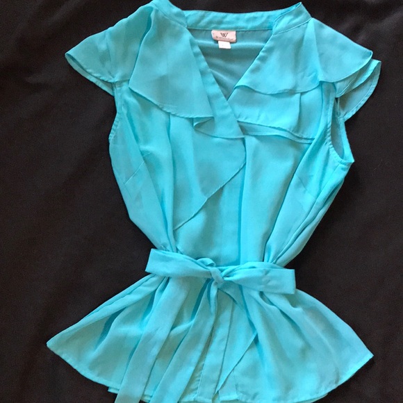 Worthington Tops - Turquoise Tie Top